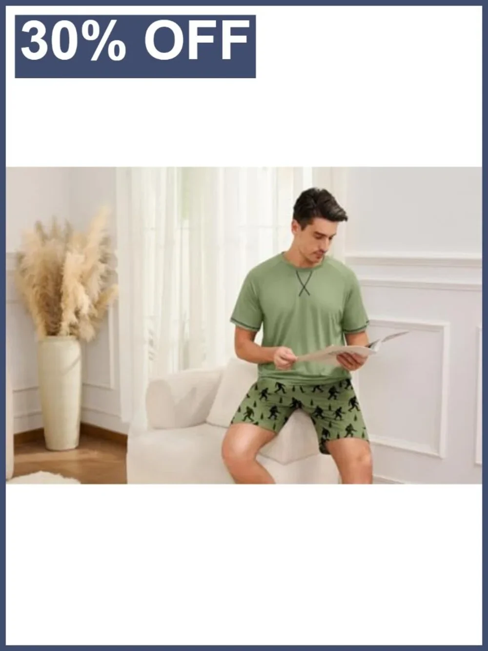 Mens Cotton Pajama Set 2 Piece Summer Sleepwear Short Sleeve Lounge Pjs with